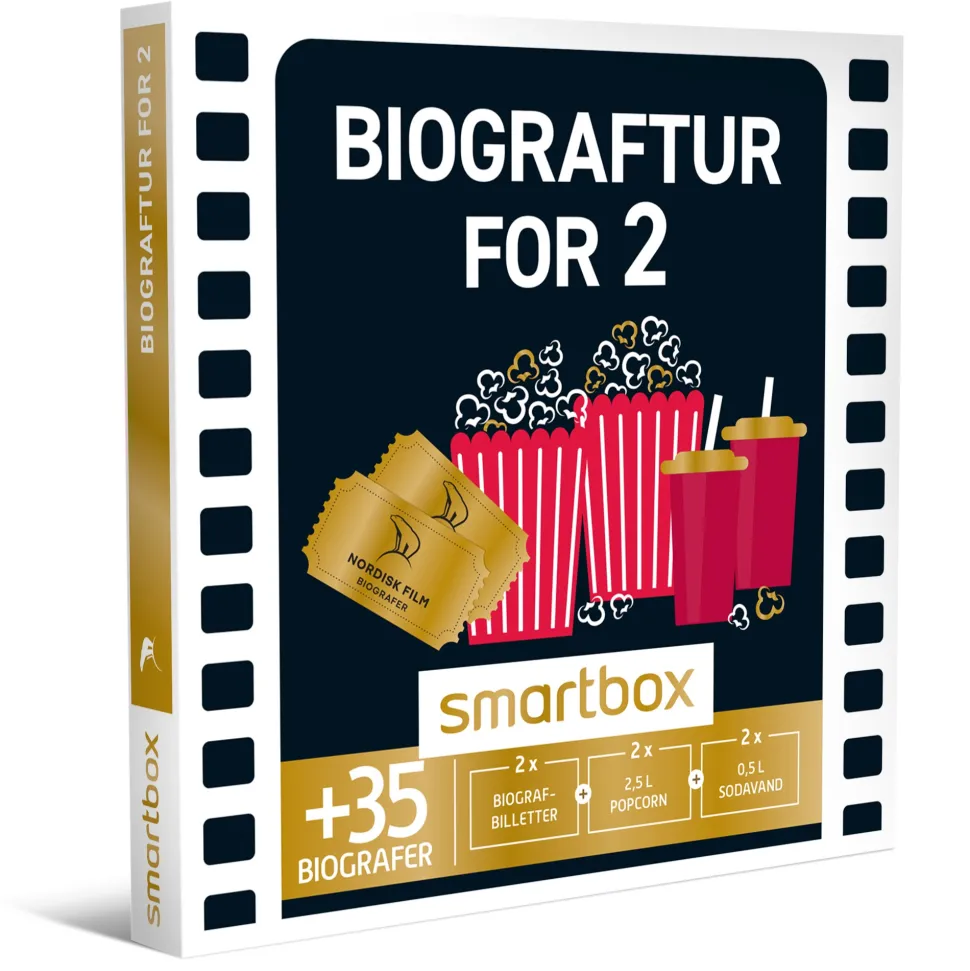 Biograftur for 2: 1 biograftur med snacks for 2 personer (Oplevelsesgave, Gavekort)