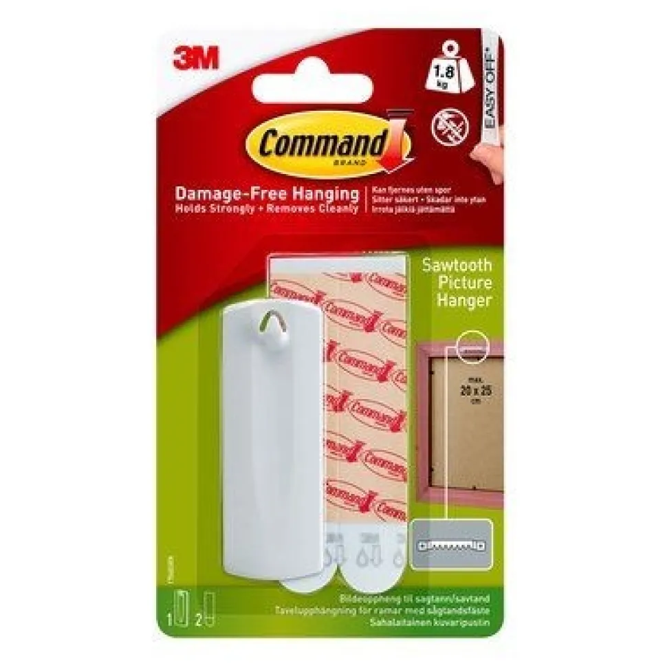 Command krog "Savtand" stor, hvid (1)+ strips (2) (Kontorartikler)