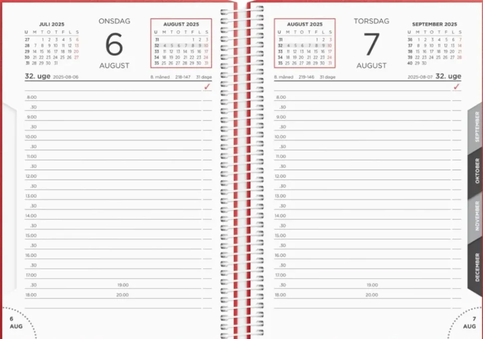 Dagkalender rød PP-plast 2025 (Kalender)