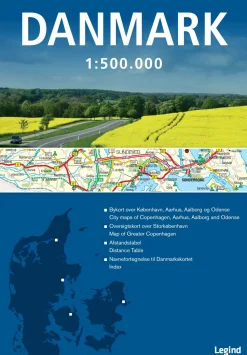 Danmarkskort 1:500.000 (Bog, Kort falset papir, Dansk)