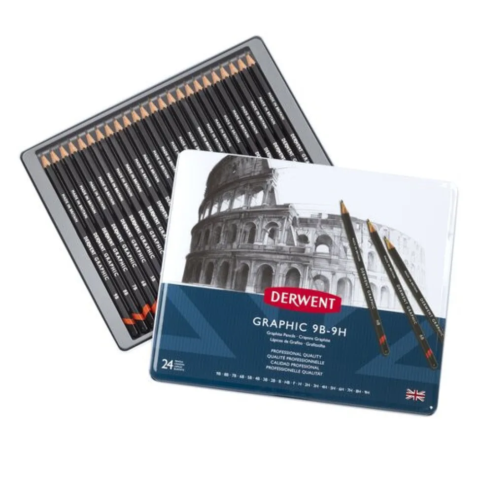 Derwent Graphic 9B-9H - 24 Tegneblyanter (Skriveredskaber)