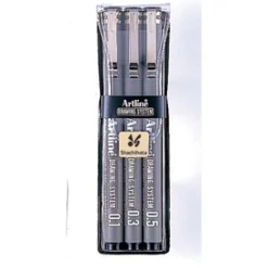Drawing System Artline 3-sæt sort (Kontorartikler)