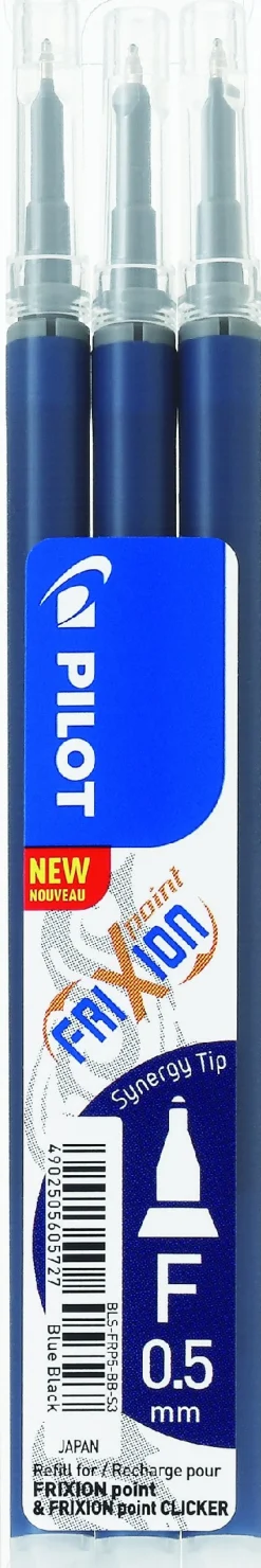 Frixion Point Clicker 0,5 refill blå sort (3) (Kontorartikler)