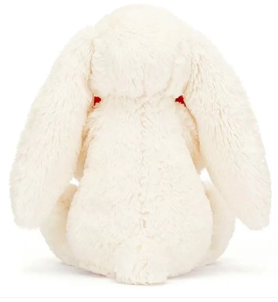Jellycat Bashful Kanin, Red Love Heart - mellem 31 cm