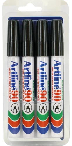 Marker Artline 90 sort 4-Blister (Kontorartikler)