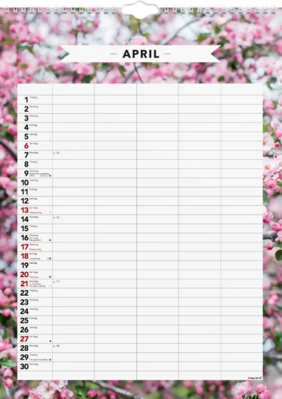 Mayland amiliekalender Moderne A3 2025