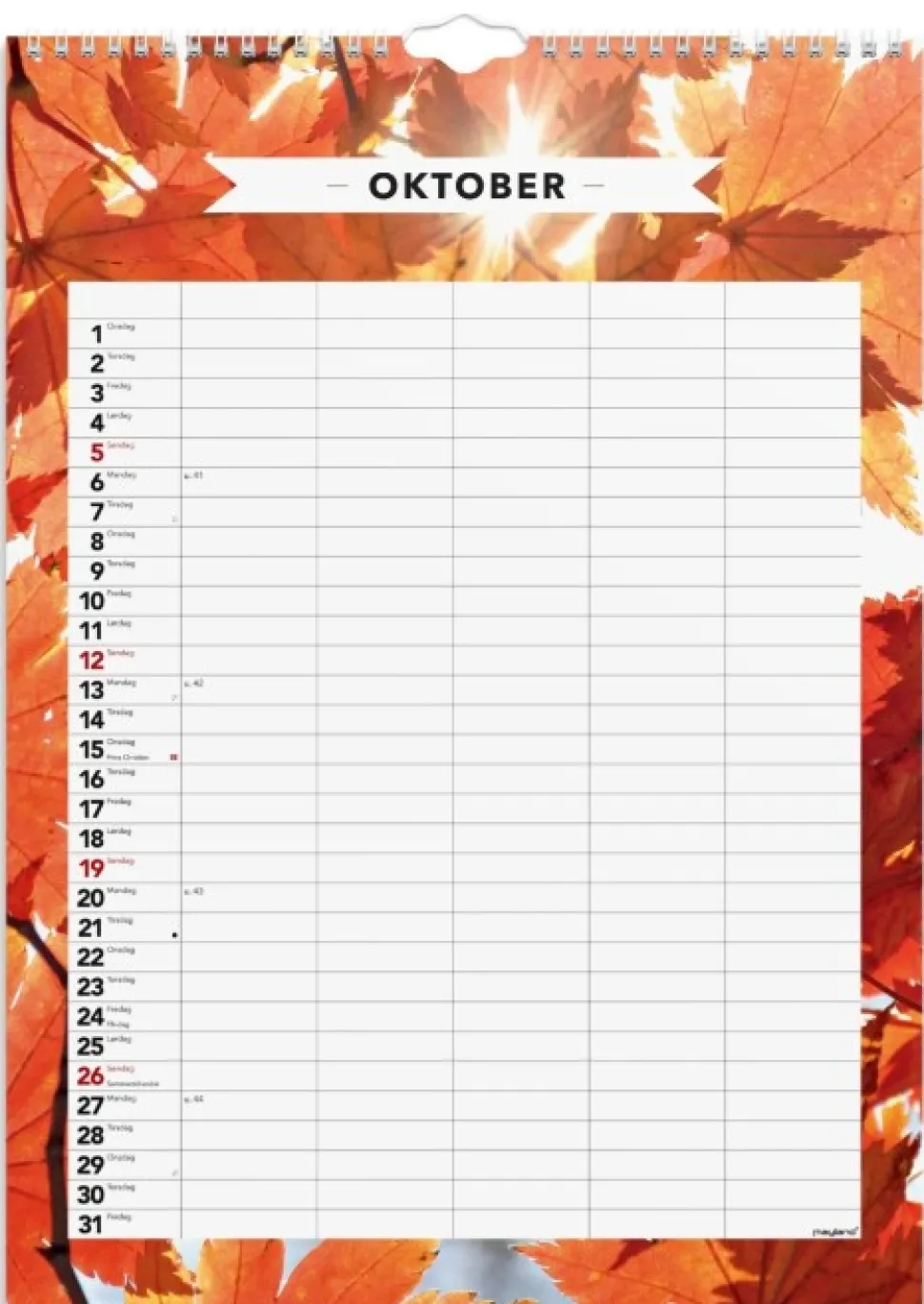 Mayland amiliekalender Moderne A3 2025