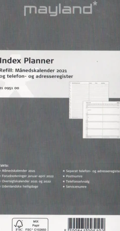 Mayland index planner refill 2021