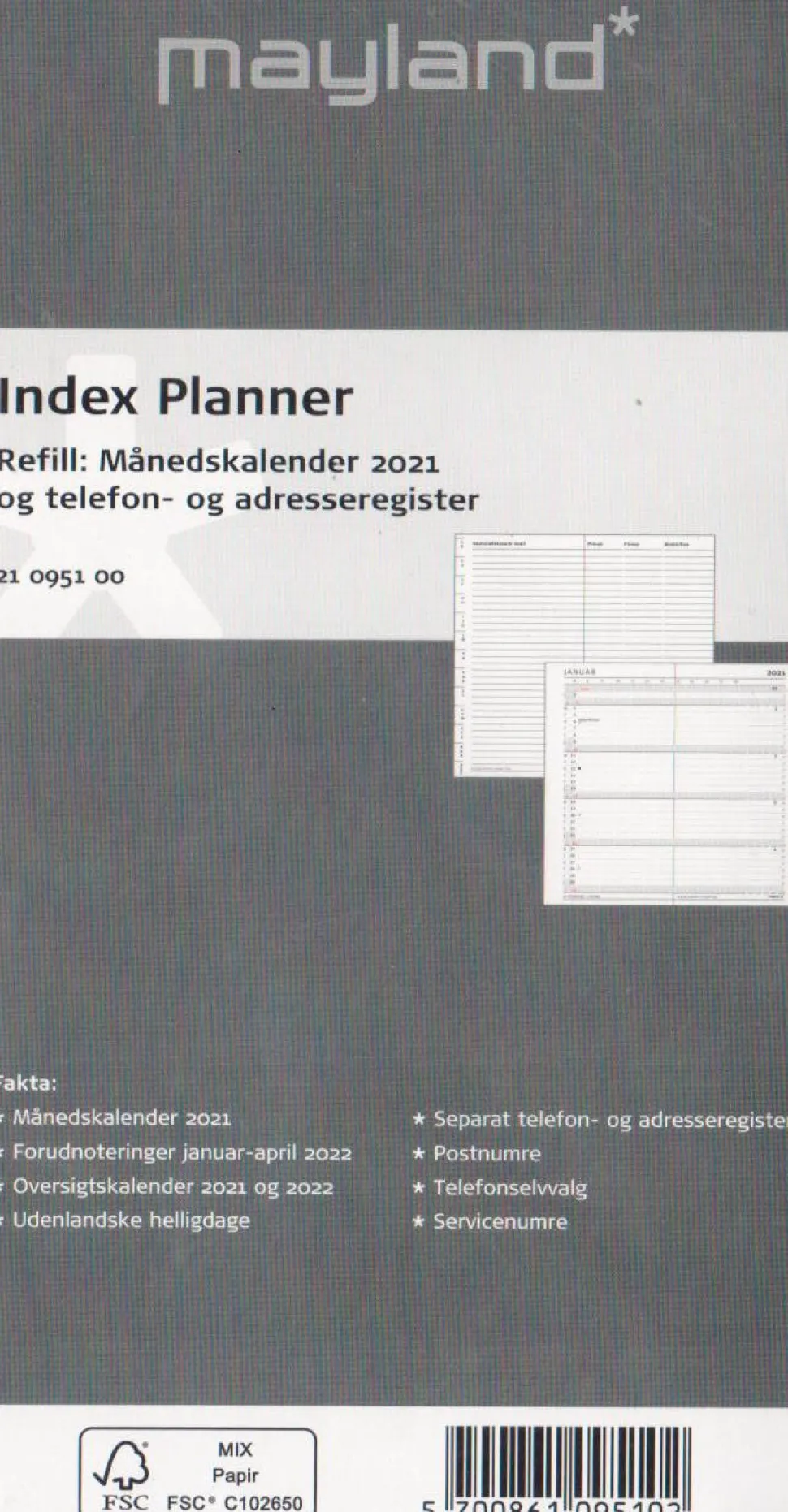 Mayland index planner refill 2021
