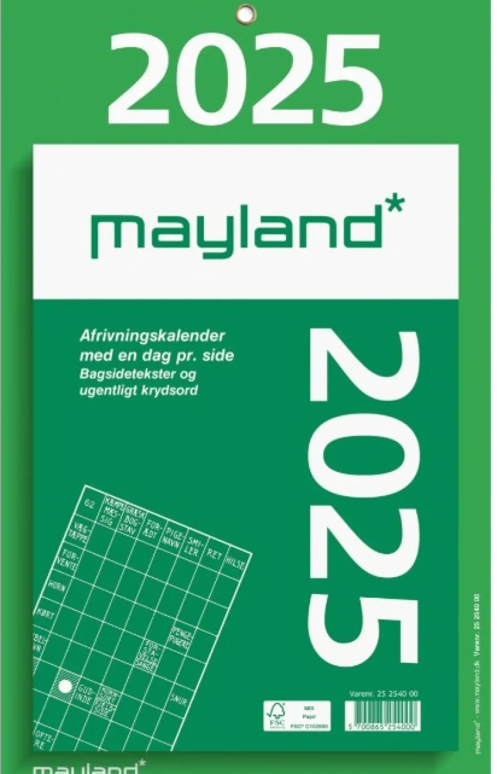 Mayland Kæmpeafrivningskalender m/bagsidetekst 2025