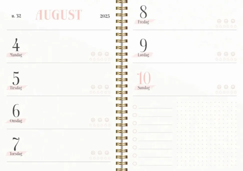 Mayland Life Planner Pink A5 ugekalender tværformat 2025