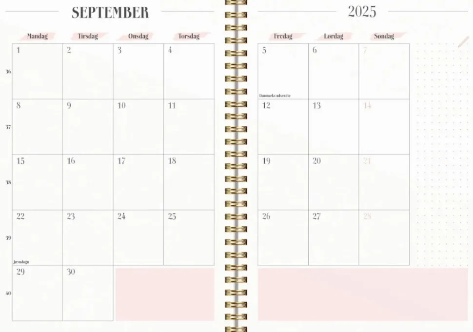 Mayland Life Planner Pink A5 ugekalender tværformat 2025