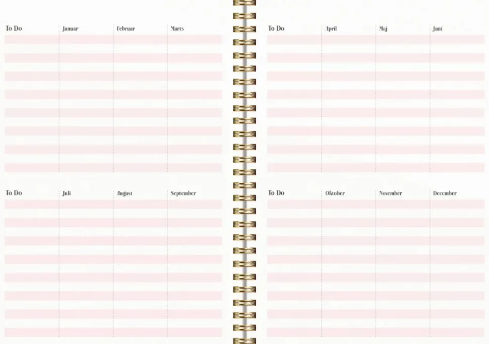 Mayland Life Planner Pink A5 ugekalender tværformat 2025