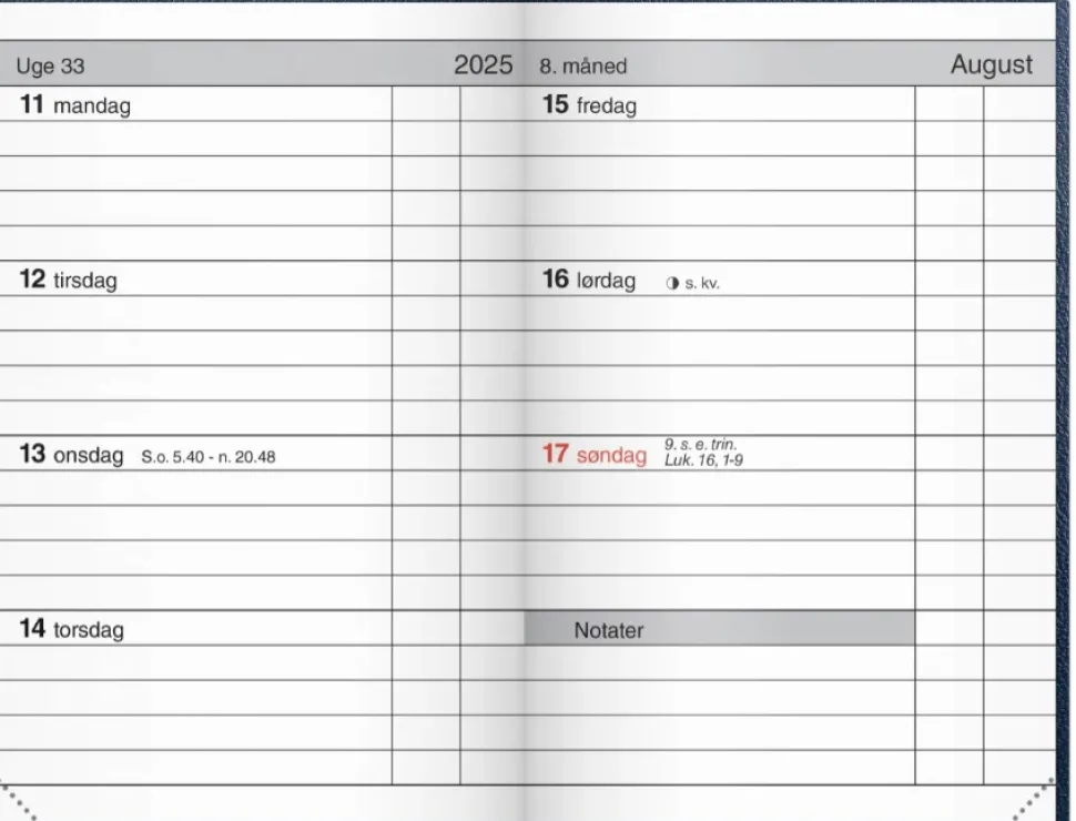 Mayland lommekalender uge blå kunstskind indbundet 2025