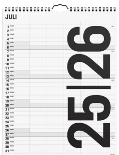 Mayland Studie Familiekalender 2025/26 - Black and White (Kalender, Spiralryg, Dansk)