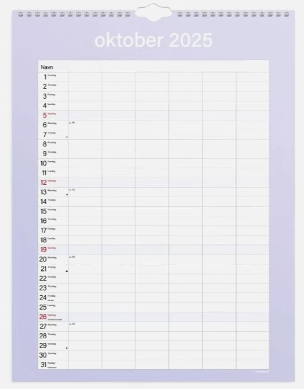Mayland Studie Familiekalender 2025/2026 - Simply