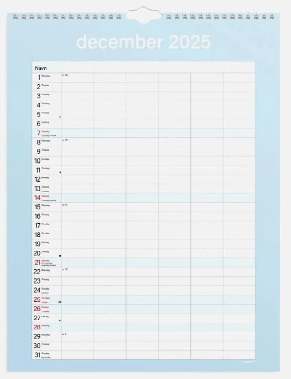 Mayland Studie Familiekalender 2025/2026 - Simply