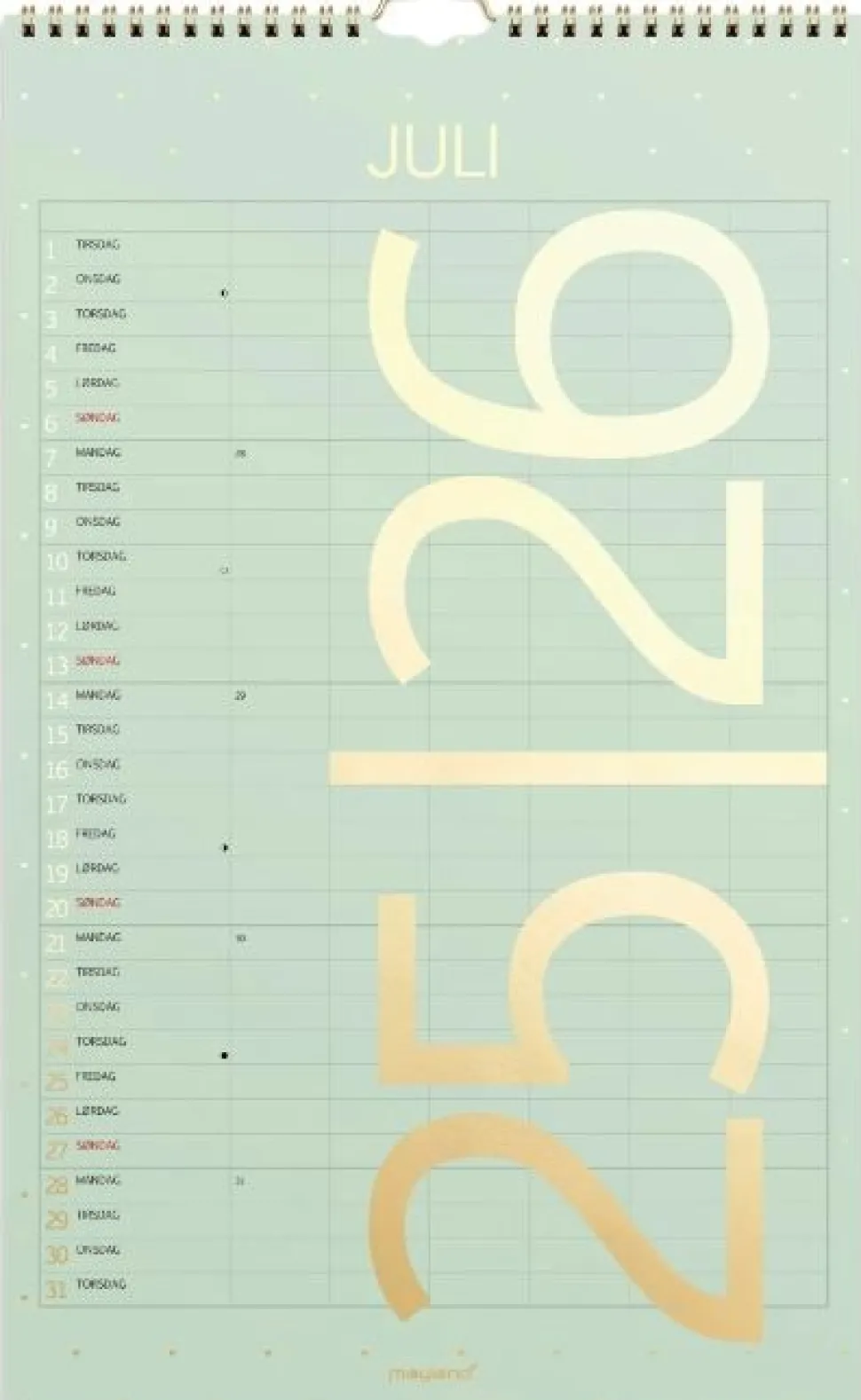 Mayland Studiekalender 2025/26 - Familiekalender - Color