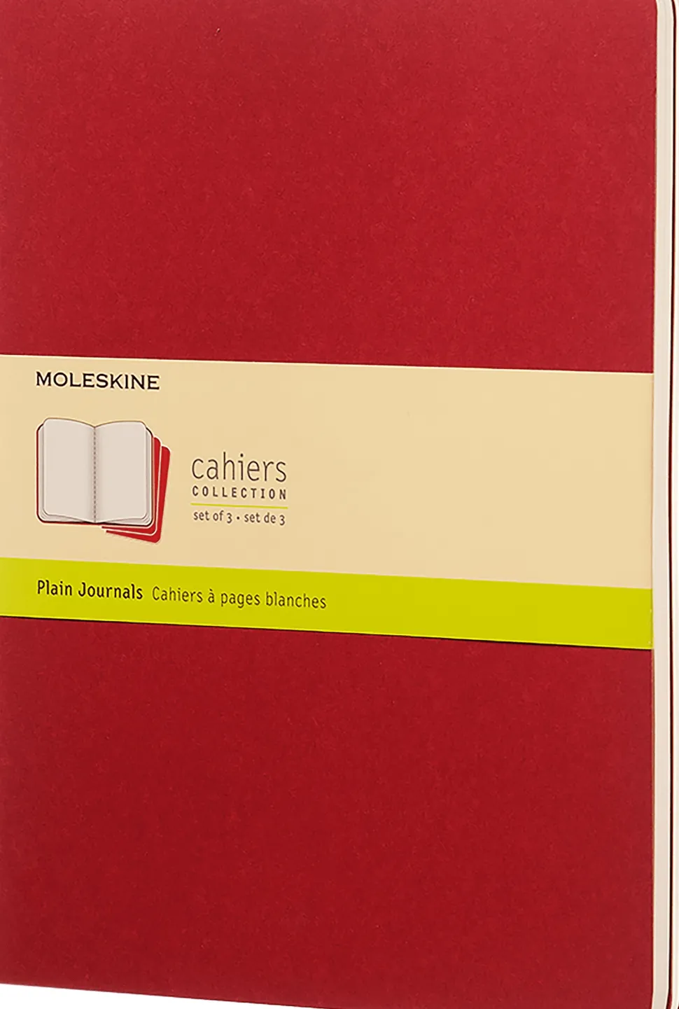 Moleskine: Cahier Journals (3 stk.) (Notesbog, Softcover, Journals, XL, Cranberry Red, Plain)