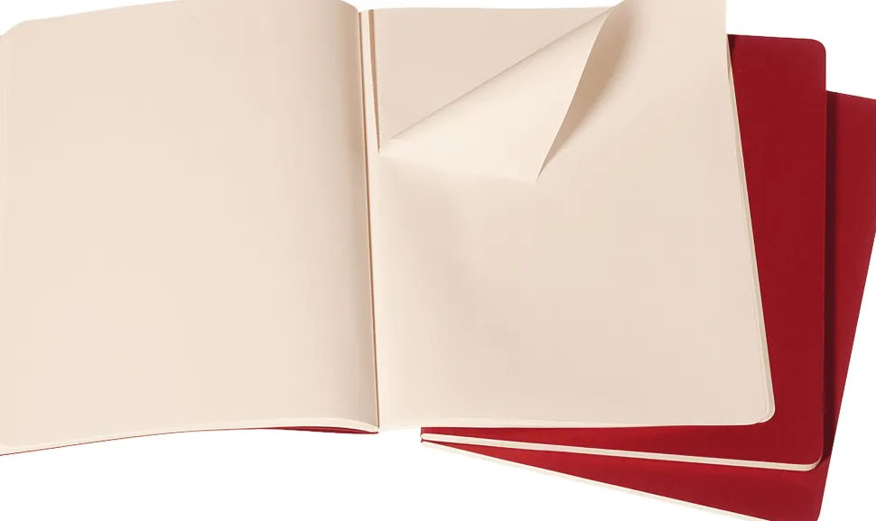 Moleskine: Cahier Journals (3 stk.) (Notesbog, Softcover, Journals, XL, Cranberry Red, Plain)