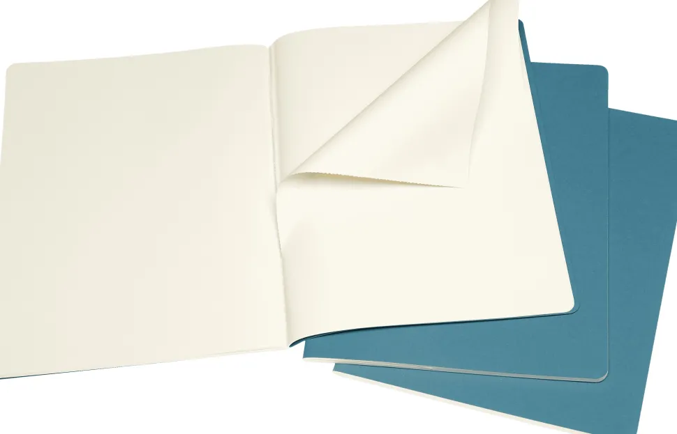 Moleskine: Cahier Journals (3 stk.) (Notesbog, Softcover, Journals, XL, Brisk Blue, Plain)