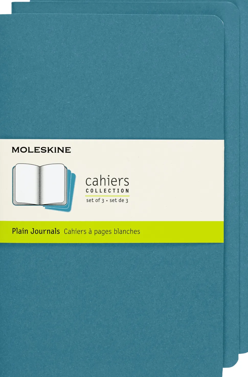 Moleskine: Cahier Journals (3 stk.) (Notesbog, Softcover, Journals, Large, Brisk Blue, Plain)