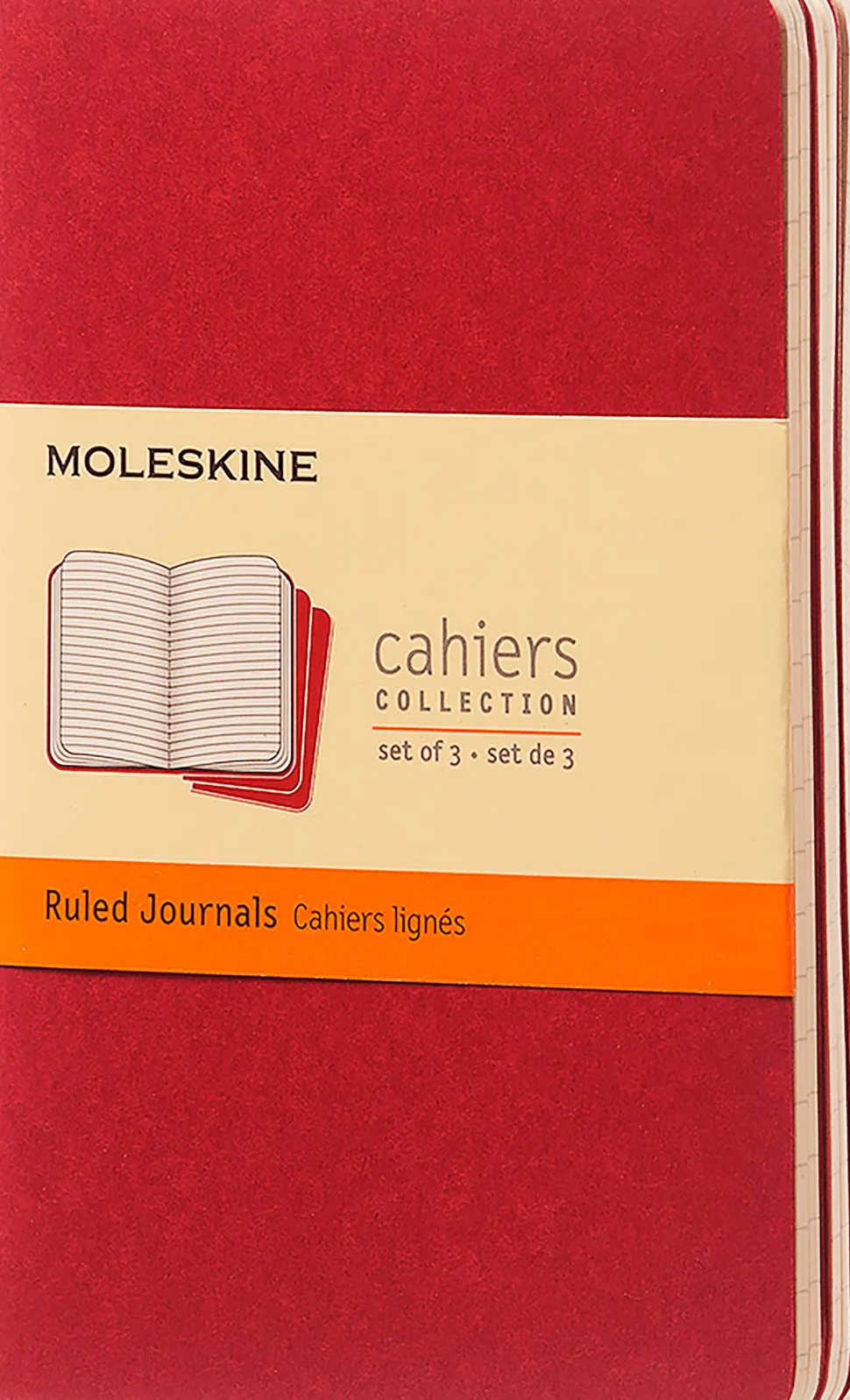 Moleskine: Cahier Journals (3 stk.) (Notesbog, Softcover, Journals, Pocket, Cranberry Red, Ruled)