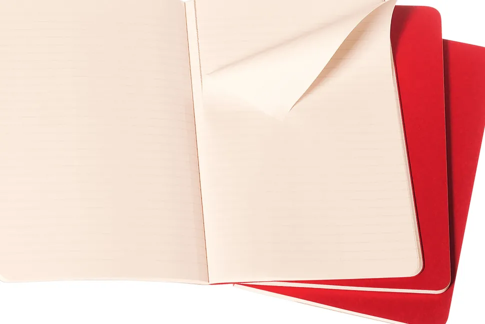 Moleskine: Cahier Journals (3 stk.) (Notesbog, Softcover, Journals, Pocket, Cranberry Red, Ruled)