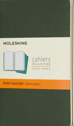 Moleskine: Cahier Journals (3 stk.) (Notesbog, Softcover, Journals, Pocket, Myrtle Green, Ruled)