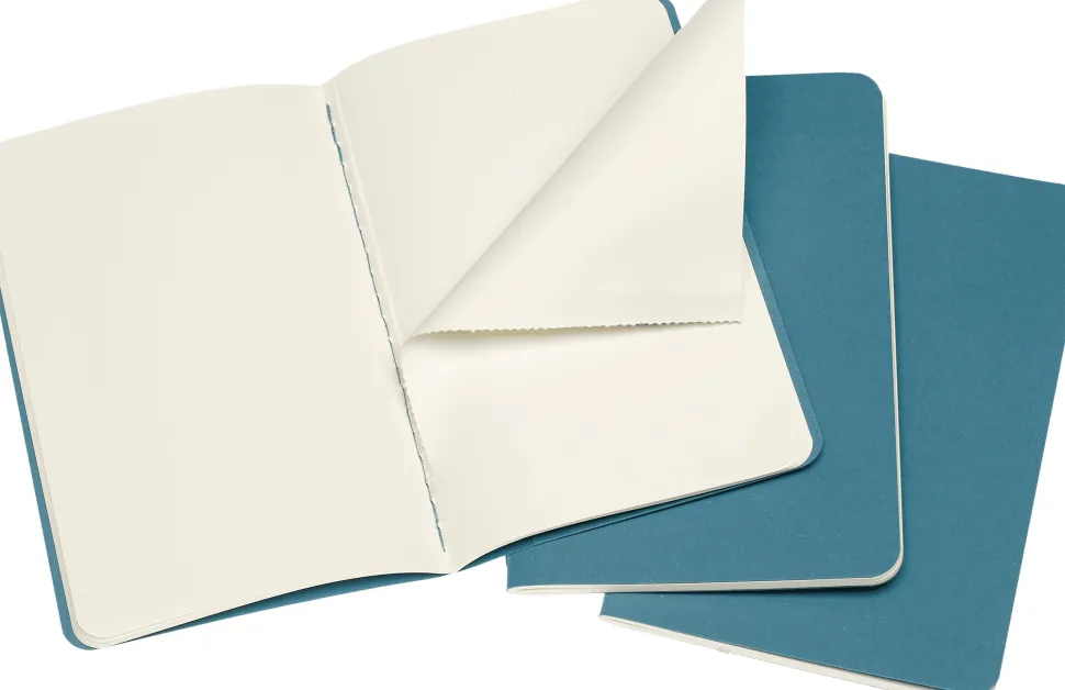 Moleskine: Cahier Journals (3 stk.) (Notesbog, Softcover, Journals, Pocket, Brisk Blue, Plain)