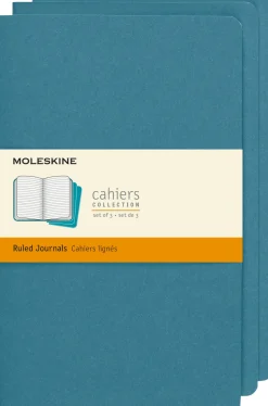 Moleskine: Cahier Journals (3 stk.) (Notesbog, Softcover, Journals, Large, Brisk Blue, Ruled)