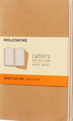 Moleskine: Cahier Journals (3 stk.) (Notesbog, Softcover, Journals, Pocket, Kraft Brown, Ruled)
