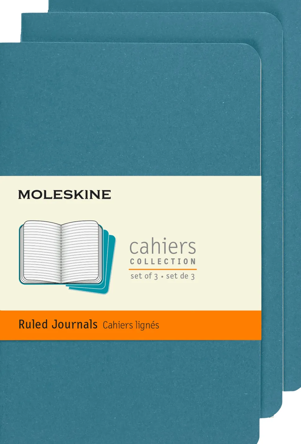 Moleskine: Cahier Journals (3 stk.) (Notesbog, Softcover, Journals, Pocket, Brisk Blue, Ruled)