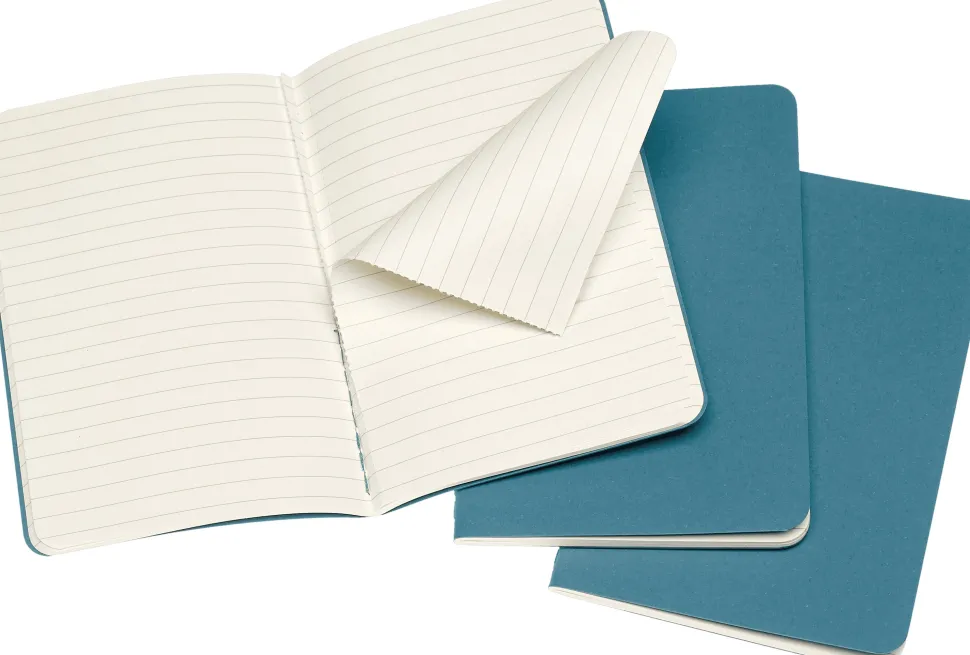 Moleskine: Cahier Journals (3 stk.) (Notesbog, Softcover, Journals, Pocket, Brisk Blue, Ruled)