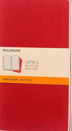 Moleskine: Cahier Journals (3 stk.) (Notesbog, Softcover, Journals, Large, Cranberry Red, Ruled)