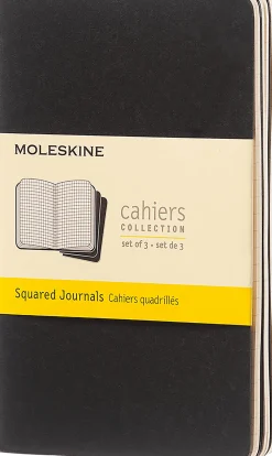 Moleskine: Cahier Journals (3 stk.) (Notesbog, Softcover, Journals, Pocket, Black, Squared)