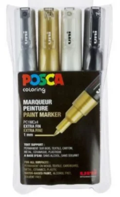 Posca Paint Marker - Metallic x4 - 1 mm (Skriveredskaber)