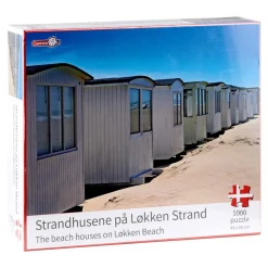 Puslespil med dansk motiv - Strandhusene på Løkken Strand - 1000 brikker (Spil)
