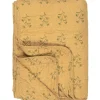 Quilt mustard m/grønne blomster