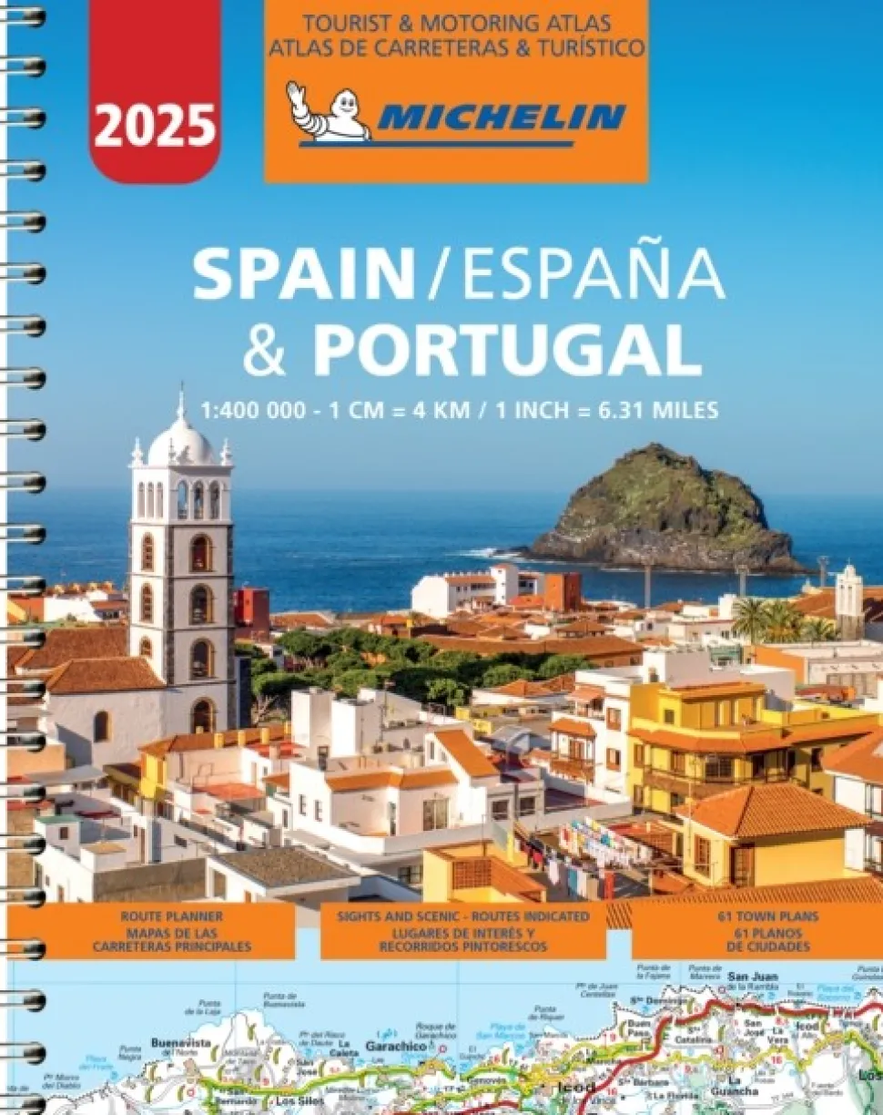 Spain & Portugal 2025 - Tourist and Motoring Atlas (A4-Spiral) (Bog, Spiral bound, Engelsk) af Michelin