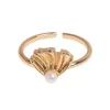 Timi of Sweden: Aria - Shell with Pearl Ring - Gold (Smykke, Rings)