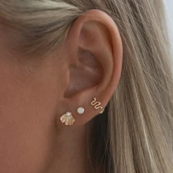 Timi of Sweden: Aria - Shell with Pearl Stud Earrings - Gold (Smykke, Earrings)