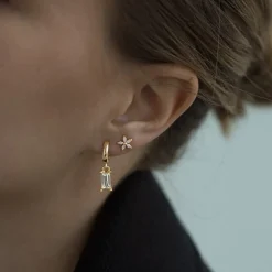 Timi of Sweden: Crystal Flower Stud Earrings - Gold (Smykke, Earrings)