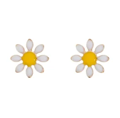Timi of Sweden: Doris - Daisy Flower Enamel Stud Earrings - Gold (Smykke, Earrings)