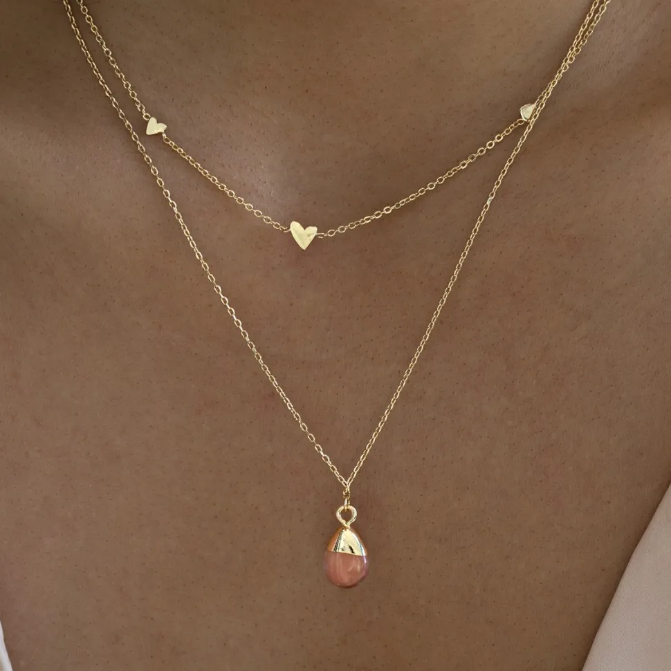 Timi of Sweden: Goddess Necklace, Gold - Cherry Quartz (Smykke, Necklace)