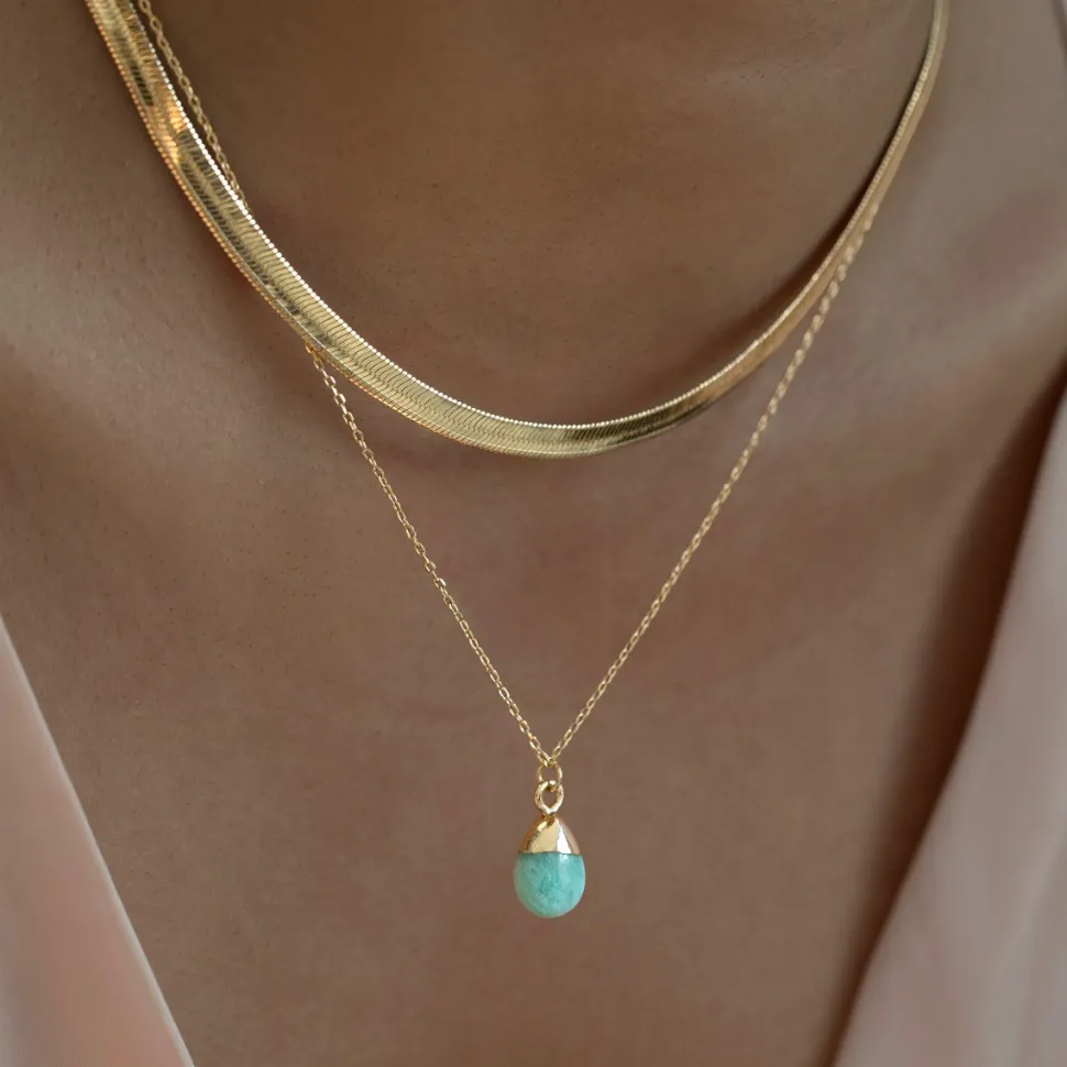 Timi of Sweden: Goddess Necklace, Gold - Amazonite (Smykke, Necklace)