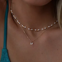 Timi of Sweden: Leah - White Crystal Butterfly Necklace (Smykke, Necklace)