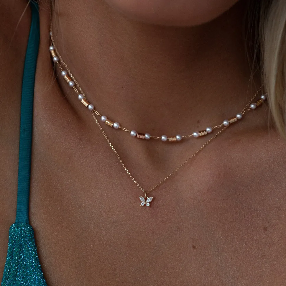 Timi of Sweden: Leah - White Crystal Butterfly Necklace (Smykke, Necklace)
