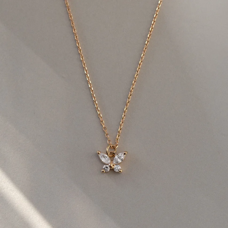 Timi of Sweden: Leah - White Crystal Butterfly Necklace (Smykke, Necklace)