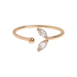 Timi of Sweden: Leah - White Crystal Leaf Ring - Gold (Smykke, Rings)